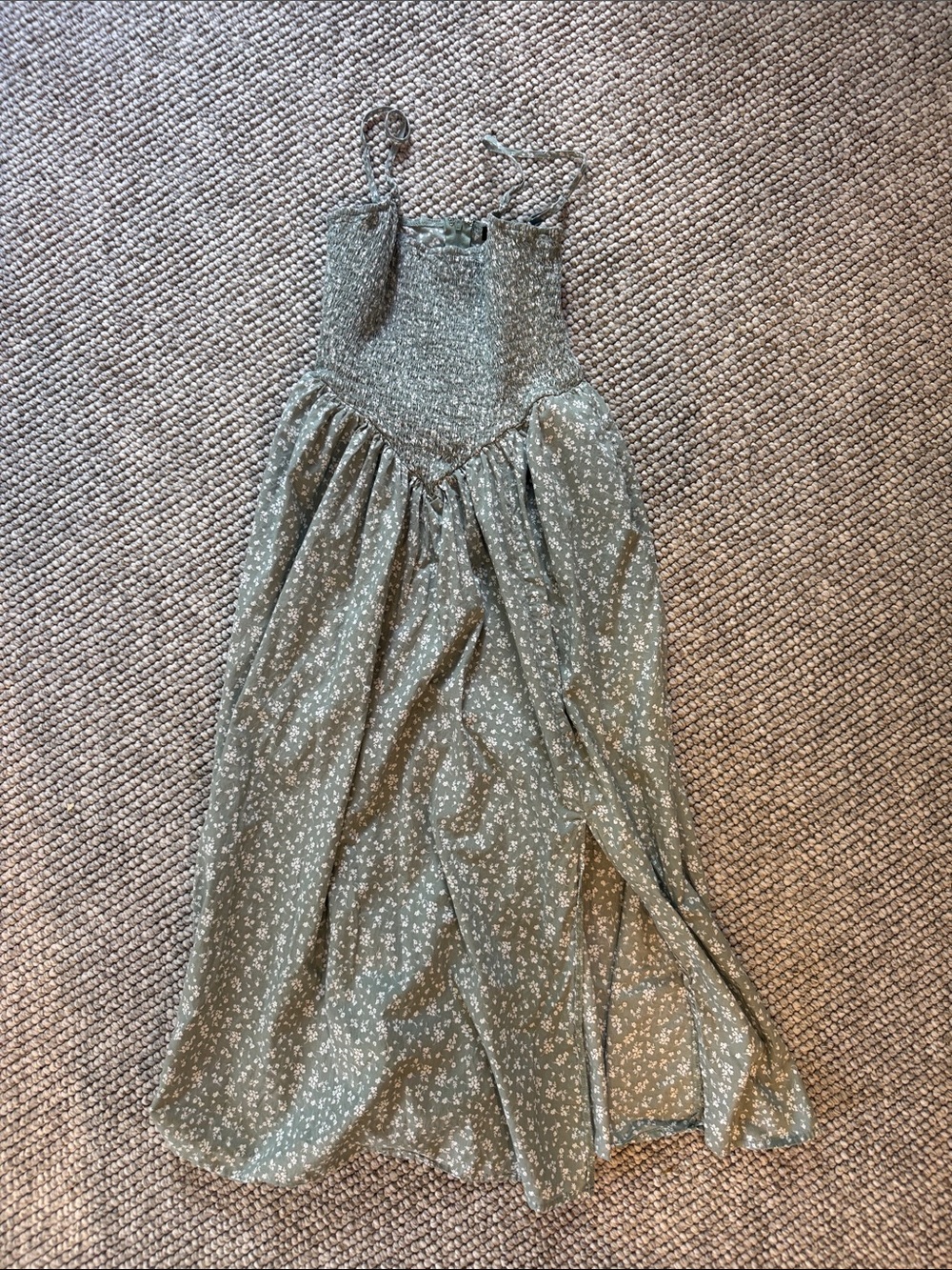Girls' Olive Green Floral Maxi Dress
